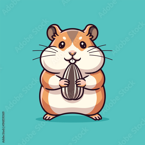 Cute Hamster Holding a Large Sunflower Seed.