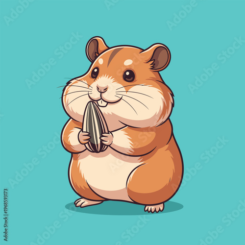 Cute Hamster Holding a Sunflower Seed.