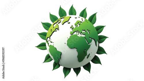 Eco friendly globe, green earth, planet icon, ecology symbol, vector illustration