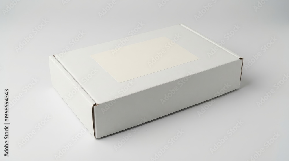 Naklejka premium Minimal white rectangular packaging box mockup with blank label