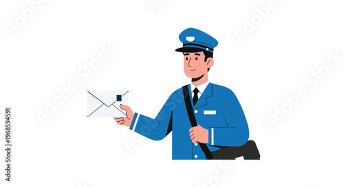 Friendly Postman Delivering Mail Letter Illustration