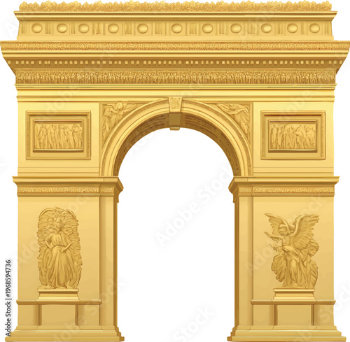  golden european arch with a transparent background