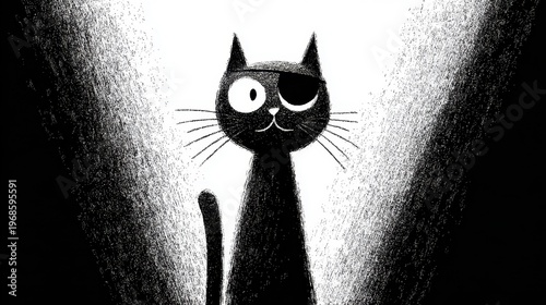 Cat stands in spotlight by itself