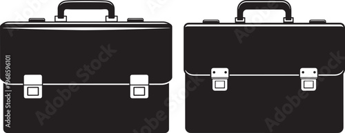 Two black briefcases on a white background with briefcase outline with briefcase icon with briefcase silhouette with briefcase logo with briefcase design with briefcase vector with briefcase illustrat