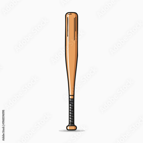 Minimalist illustration of a wooden baseball bat on a white background