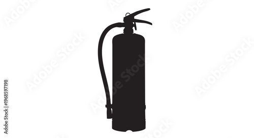 Fire extinguisher, safety equipment, black icon, vector graphic, emergency tool