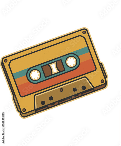 Vintage audio cassette tape with colorful stripes design  