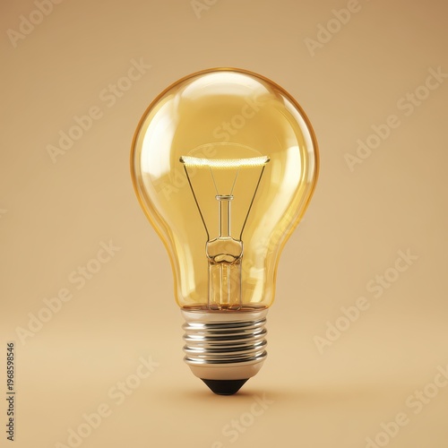Bright glowing light bulb idea innovation concept creativity solution inspiration problem solving education knowledge discovery electrical energy power invention thinking 3D render