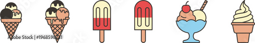 set of ice cream icons vector 