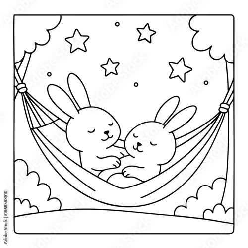 Rabbit Comfy days cute and comfy cozy coloring pages