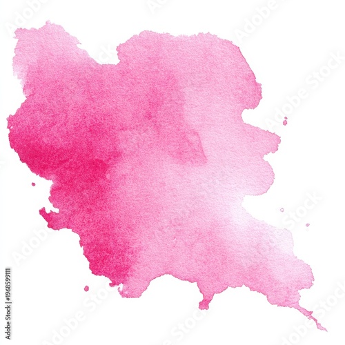 Vibrant magenta pink watercolor paint splatter stain blotch texture background isolated for creative art projects graphic design brush stroke element