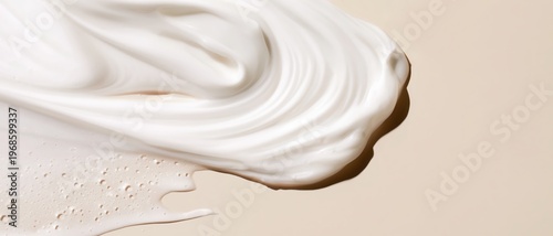 Silky Cream Texture with Ripples and Water Drops Beige Backdrop