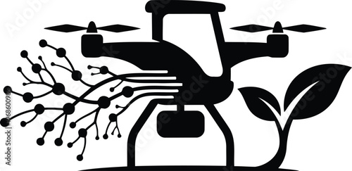 Drone with data network and leaf with smart farming with internet of things