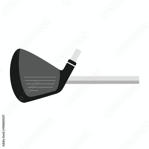 A flat design, grey golf club head with horizontal grooves on the face