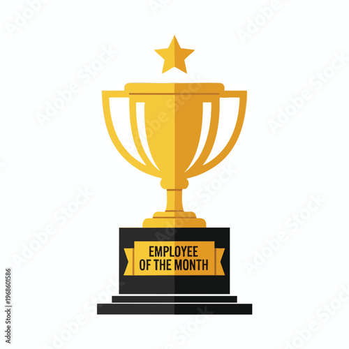 Golden trophy award with star atop, recognizing the "Employee of the Month