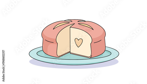Gluten free bread on a plate flat vector illustration. Healthy diet and celiac disease concept. Isolated on transparent background