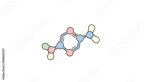 Histamine molecule diagram flat vector illustration. Chemistry and allergy science concept. Isolated on transparent background