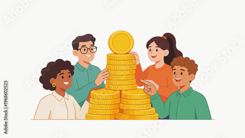 people stacking gold coins