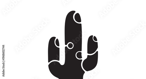 Black hand gesture, finger symbol, stop sign, vector icon