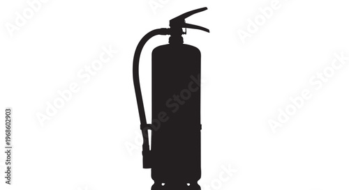 Fire extinguisher, safety equipment, emergency response, black silhouette, icon