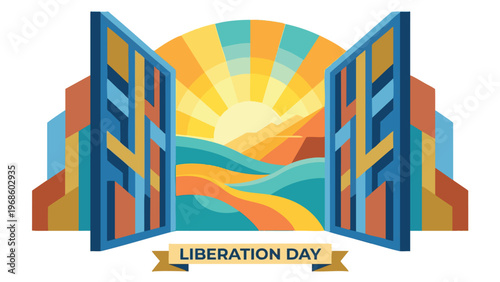 Open Gate Vector Illustration to Radiant Future Abstract Art