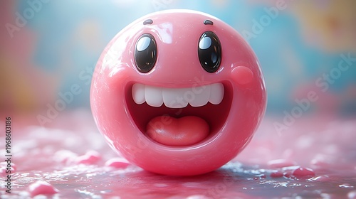 Smiling pink ball emoji illustration