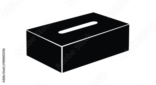 Simple black and white illustration of a rectangular tissue box