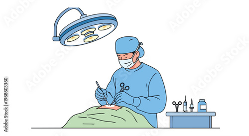 Surgeon performing medical operation in sterile operating room