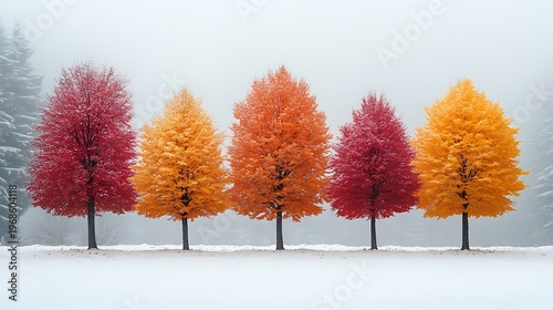 Colorful trees in autumn landscape