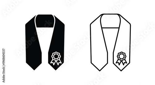 Two graduation stoles one filled and one outlined with rosette details