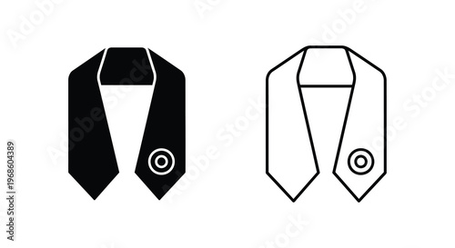Two depictions of a graduation academic gown with a doctoral hood