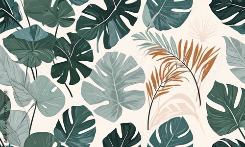 Minimal Tropical Leaf Seamless Pattern Fabric Design