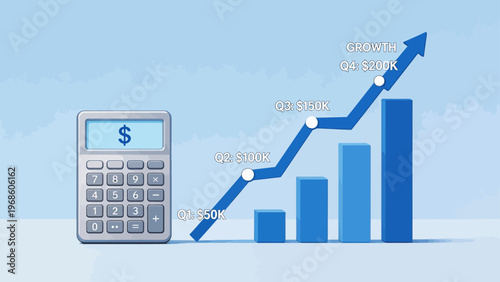 Financial growth chart with calculator