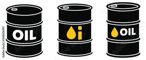 Industrial oil barrels, storage drums for crude oil, gasoline, and petrochemical products, industrial and energy sector concept, clean line style, vector illustration.