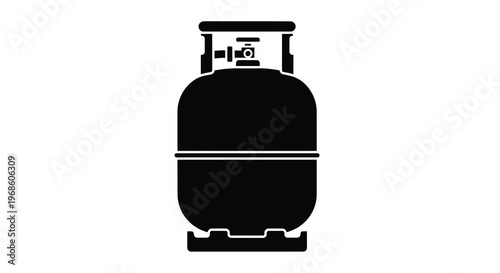Black silhouette of a propane tank with valve and base support