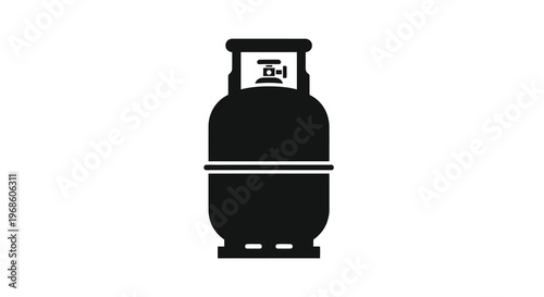 Black silhouette of a propane tank a common fuel storage container