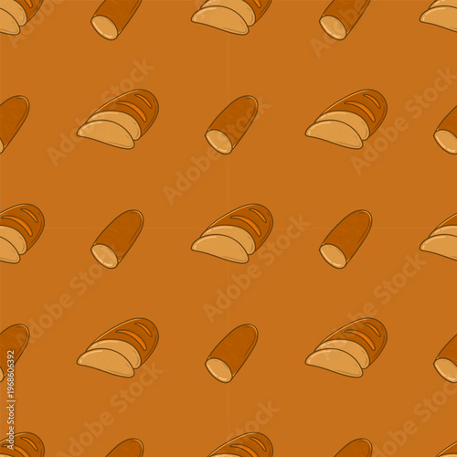 Hand drawn bread seamless pattern, bread pattern in doodle style