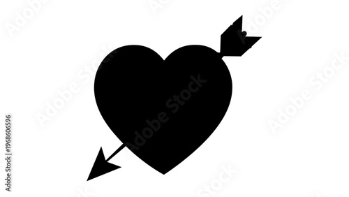 Scalable vector illustration of a red heart pierced by a golden Cupid's arrow, symbolizing love and romance. Flat minimalist icon for Valentine's Day, wedding cards, and digital designs. AI-generated.