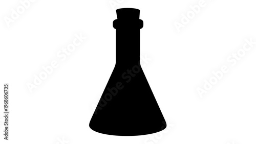 Romantic love potion vector icon illustration featuring a conical flask with pink liquid, a heart symbol, and bubbles. Minimalist flat design for Valentine's Day, magic, chemistry of love.