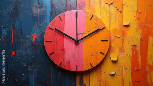 Colorful wooden wall clock decor