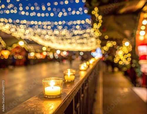 Warm Candlelight Glow in Festive Evening Setting.