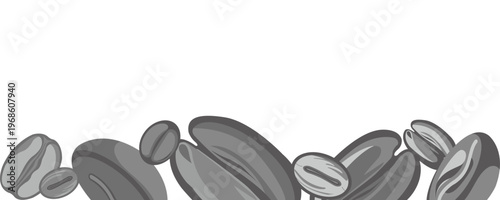 Minimalist design with black and white coffee bean pattern.