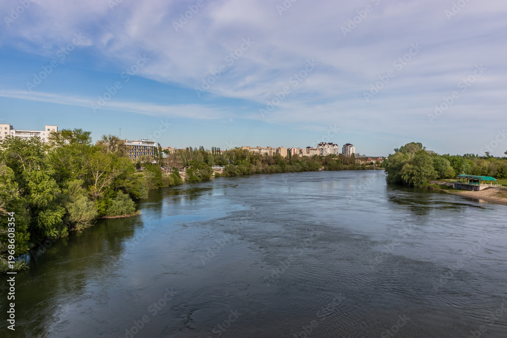Fototapeta premium Dniester river in Tiraspol, capital of Transnistria