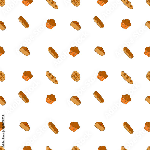 Hand drawn bread seamless pattern, bread pattern in doodle style
