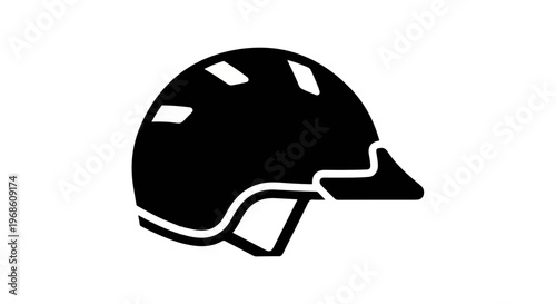 Black bicycle helmet, cycling safety gear, vector icon, sports equipment, protective headgear
