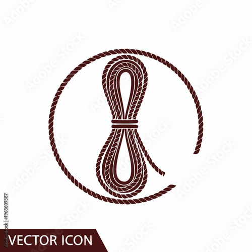 Coiled rope illustration enclosed within a circular border, presented in a single dark color against a white background.