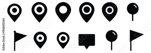 Location icon set. Location pin icon . Set of location pin icons. location pin place marker. navigation icon.