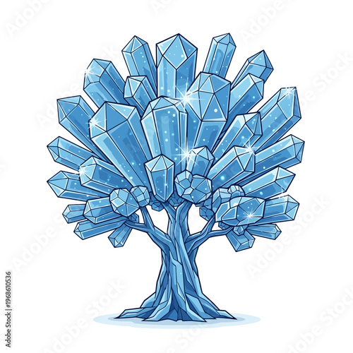 Magical Crystal Tree of Life Illustration - A Symbol of Growth and Healing
