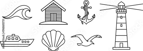 set of beach icons