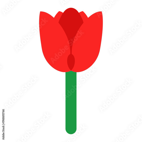 Vibrant Red Tulip Flower Illustration - Simple Floral Design